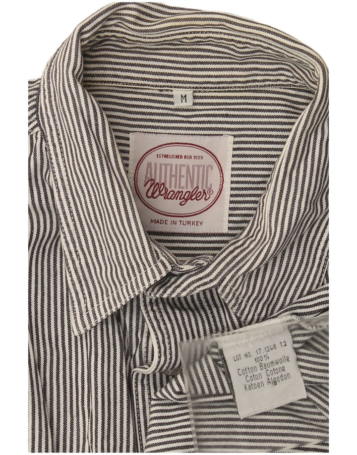 Wrangler Camisa masculina cinza médio listrado algodão