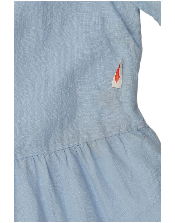 Vestido feminino Zara em camadas UK 14 linho azul médio