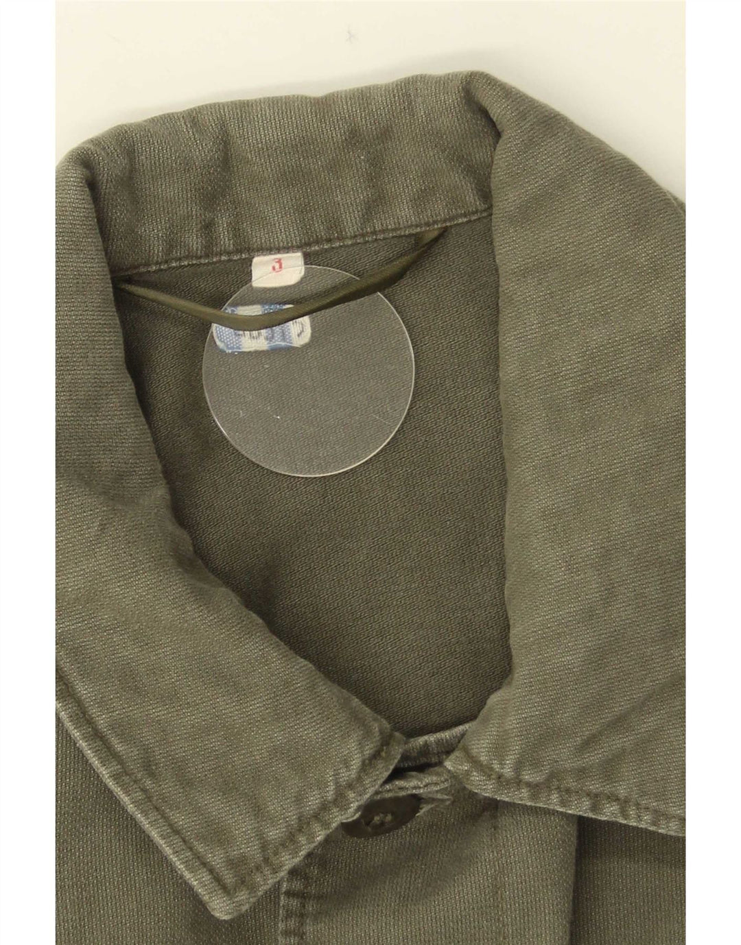 Camisa militar masculina vintage pequena cáqui