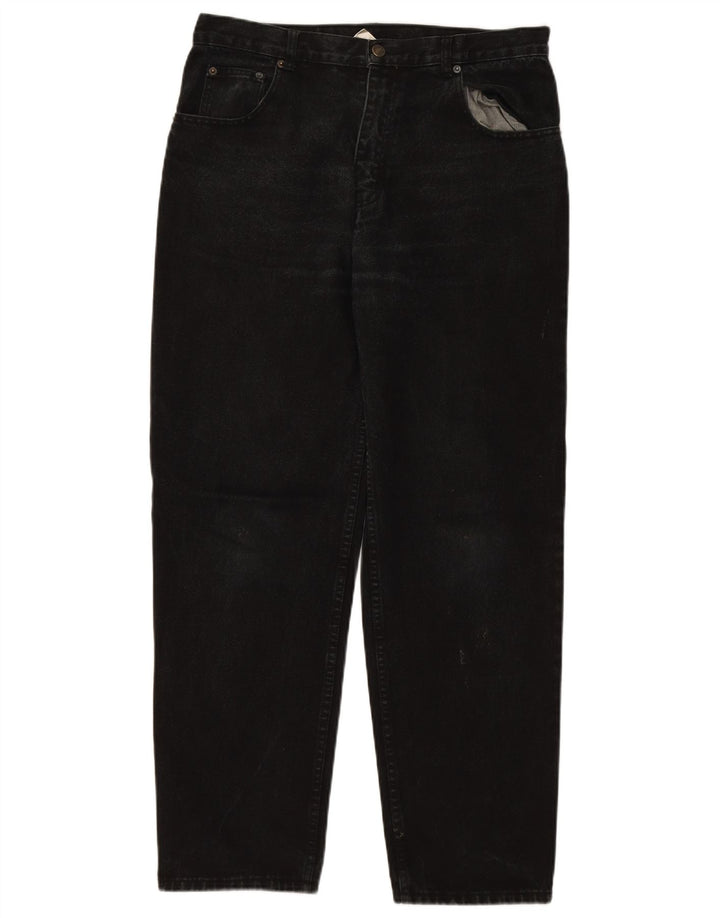ST. BERNARD Calça jeans reta masculina W34 L30 algodão preto