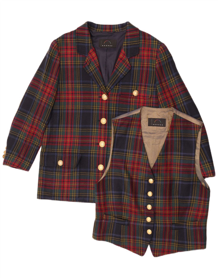 Conjunto feminino Bogner de 4 botões e 2 peças Reino Unido 16 grande xadrez multicolorido