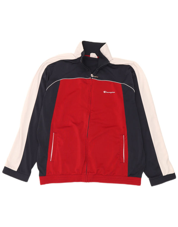 Champion Mens Treino Top Jacket XL Vermelho Colorblock Poliéster Esportes