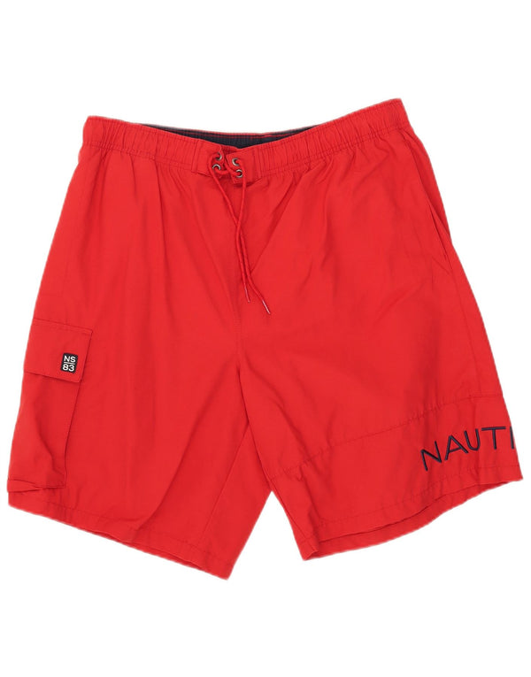 Nautica Mens Graphic Natação Shorts Grande Algodão Vermelho