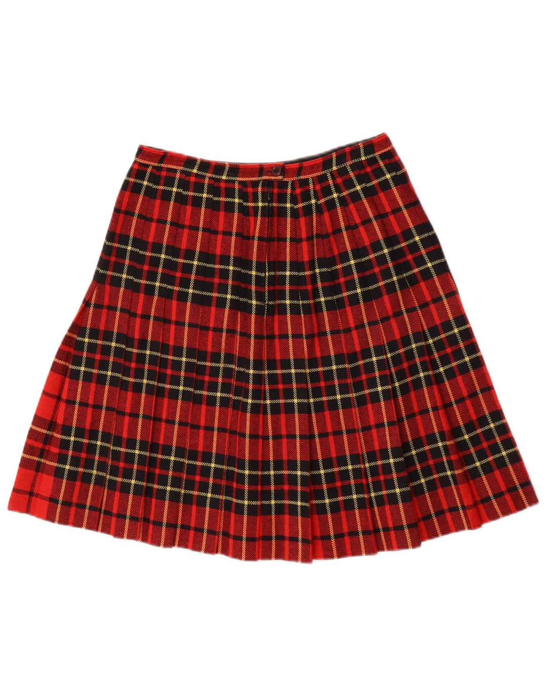Saia plissada feminina vintage W26 pequena xadrez vermelha