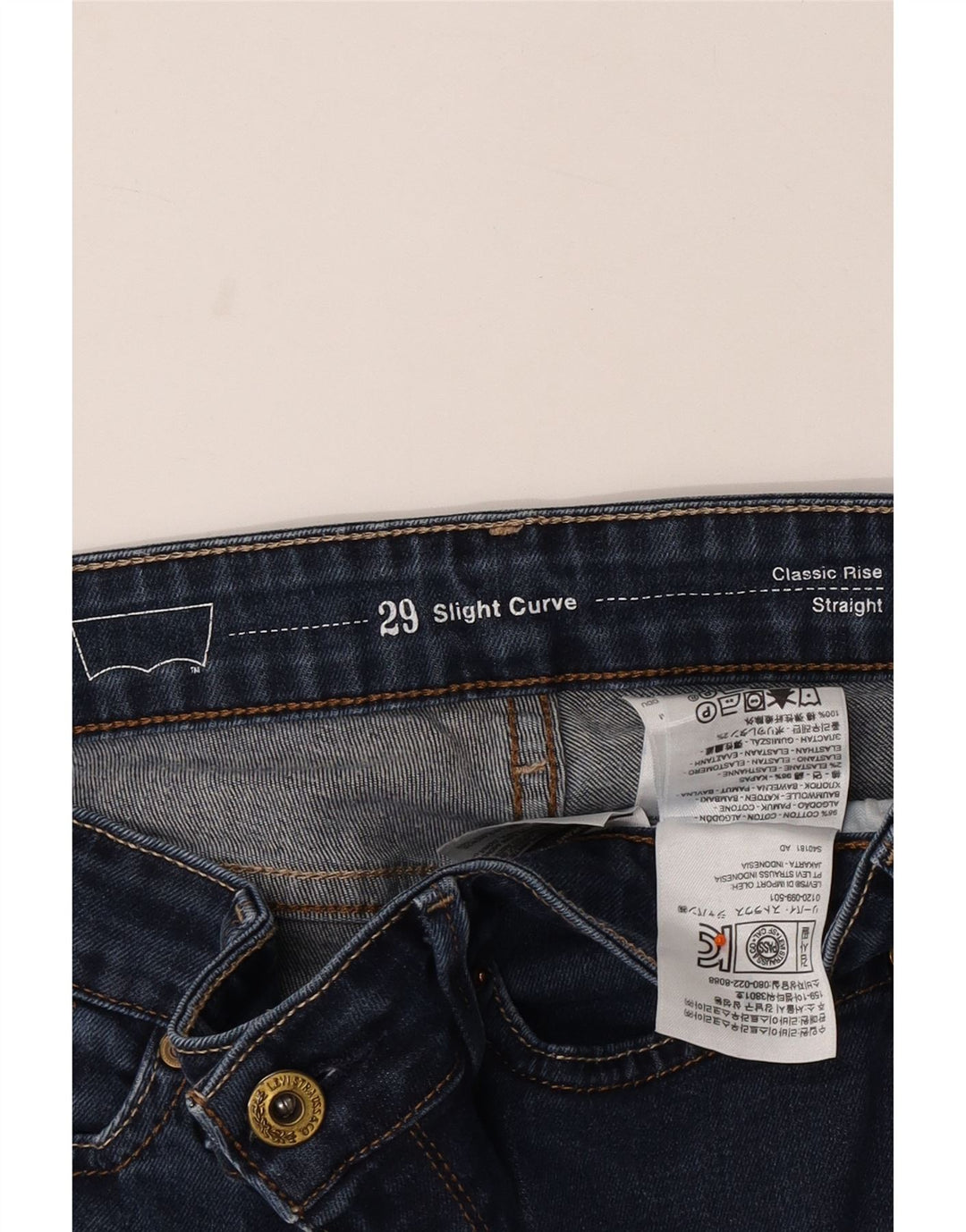 Calça jeans feminina LEVI'S Slight Curve Classic Rise Straight W29 L28 algodão azul