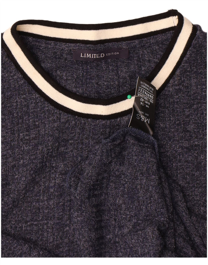 Camiseta feminina Marks & Spencer UK 14 médio azul marinho manchado