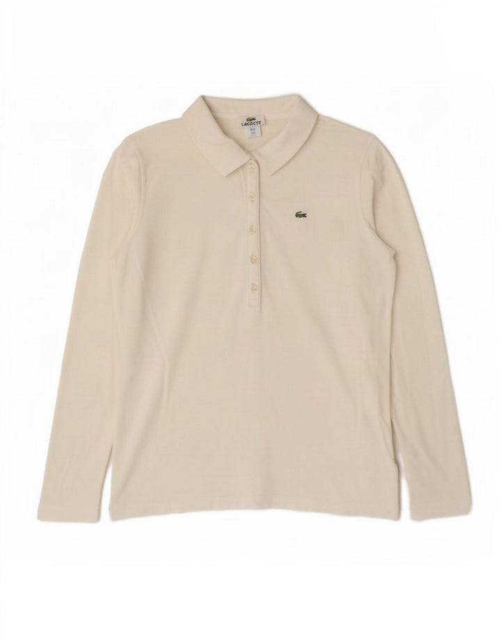 Camisa polo feminina de manga comprida Lacoste tamanho 44 grande branco