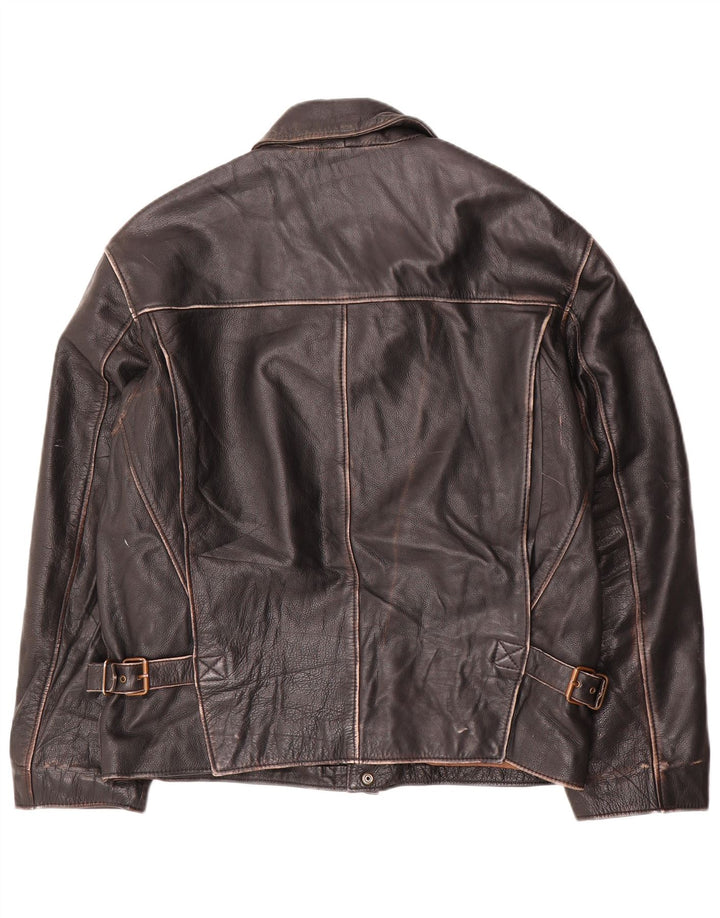Jaqueta de couro masculina vintage IT 50 grande preta