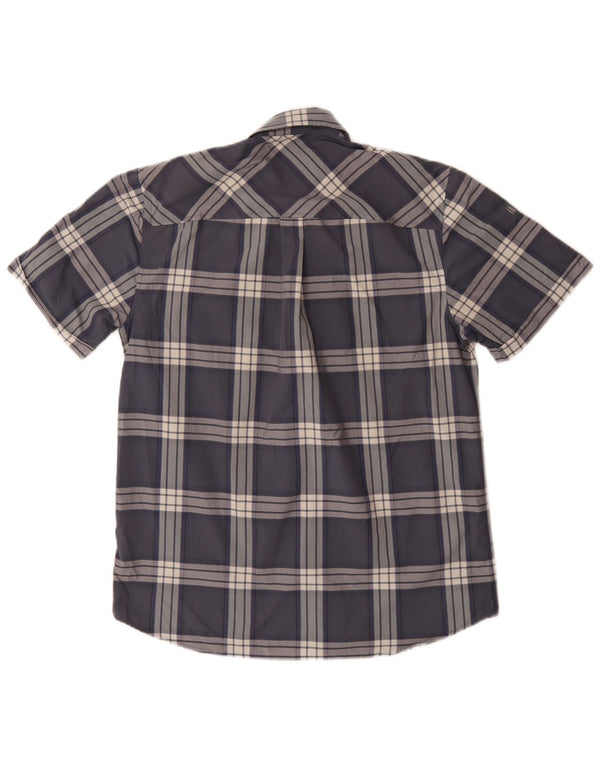 Rohan Camisa masculina de manga curta pequena azul xadrez poliamida