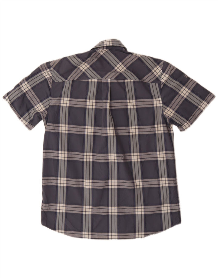 Rohan Camisa masculina de manga curta pequena azul xadrez poliamida