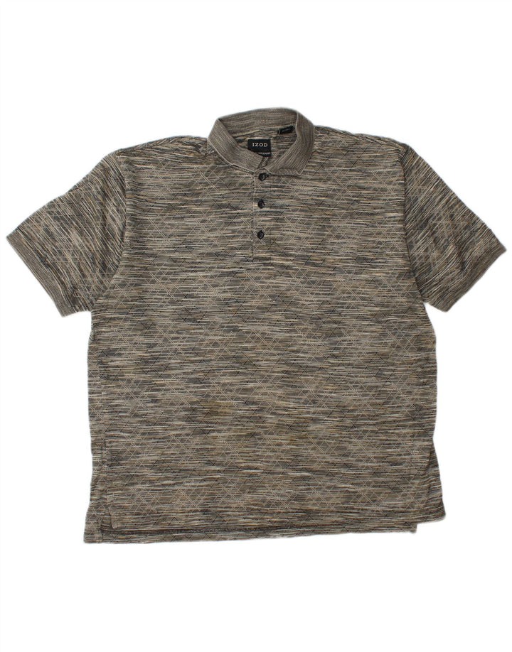 Camisa polo masculina IZOD grande algodão geométrico cinza