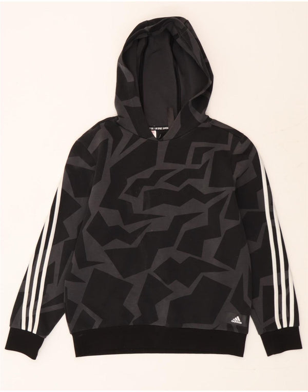 Adidas meninos moletom com capuz 13-14 anos preto algodão geométrico
