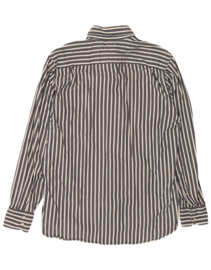 Camisa masculina TOMMY HILFIGER algodão listrado cinza médio
