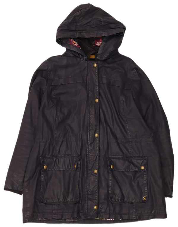 Jaqueta feminina Joules de algodão encerado com capuz UK 20 2XL azul marinho