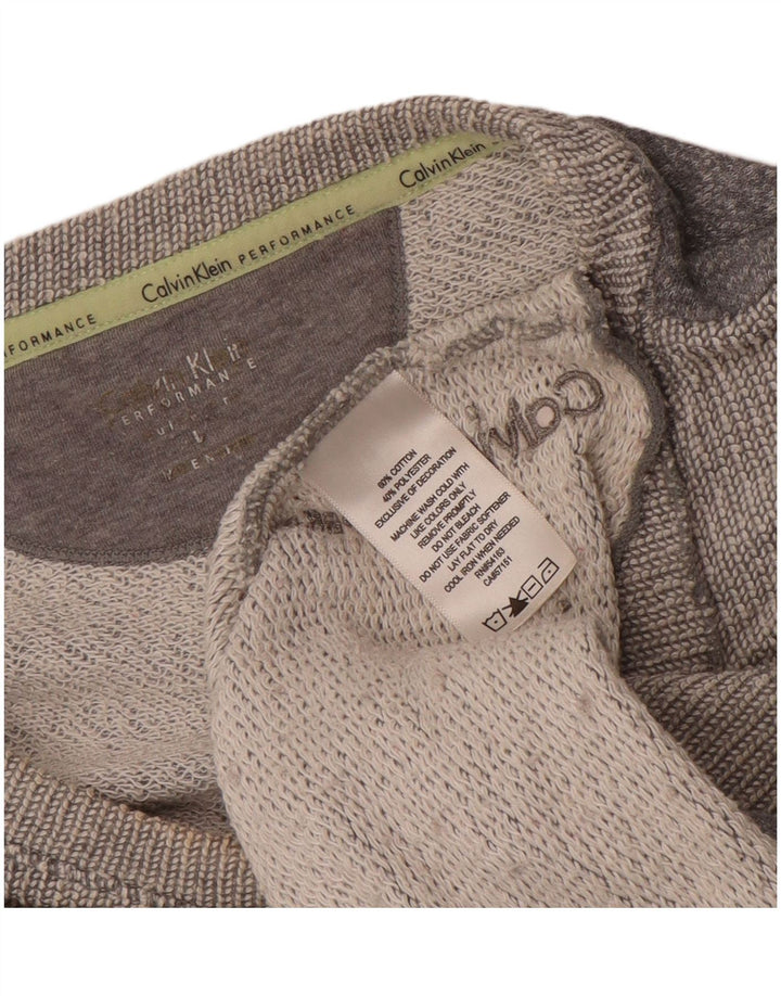 CALVIN KLEIN Top feminino de manga comprida UK 18 XL cinza colorblock