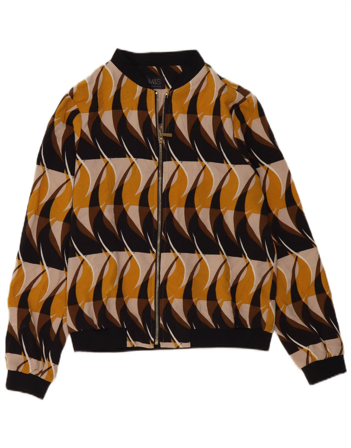 Jaqueta bomber feminina MARKS & SPENCER UK 14 média multicolorida geométrica
