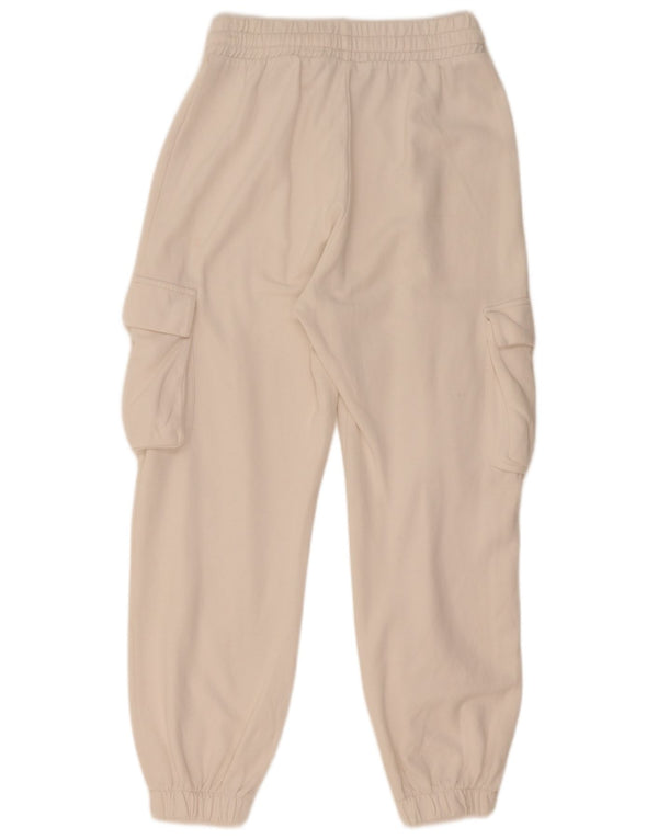 Calça esportiva feminina Zara Cargo Joggers Reino Unido 12 algodão branco médio
