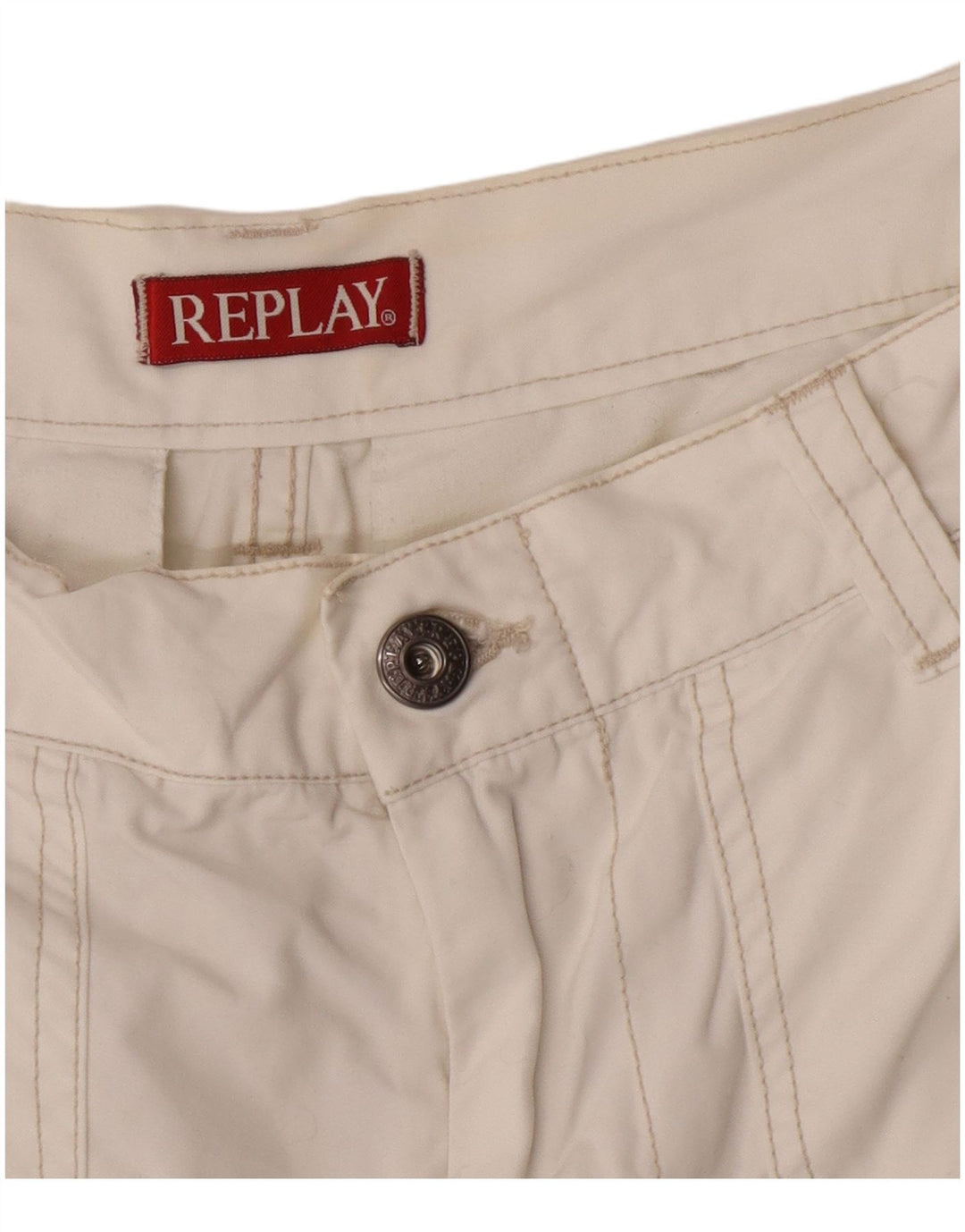 Replay Mens Cargo Shorts W28 Pequeno Branco