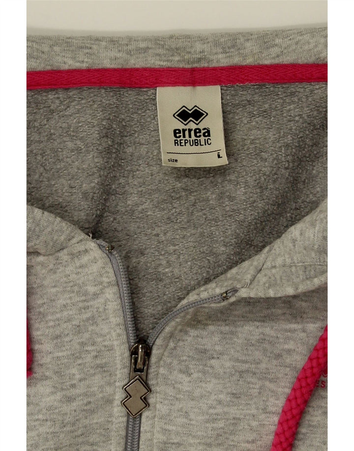 ERREA Womens Zip Hoodie Sweater UK 16 Large Grey Cotton Vintage Errea and Second-Hand Errea from Messina Hembry 