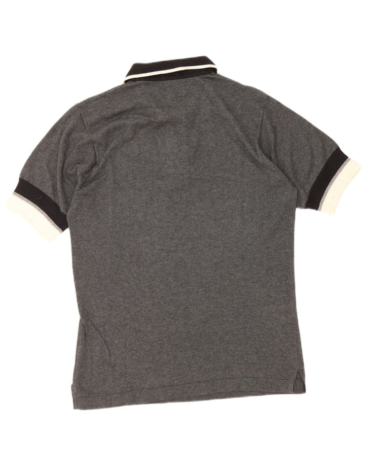 Camisa polo masculina Fila pequena cinza colorblock algodão