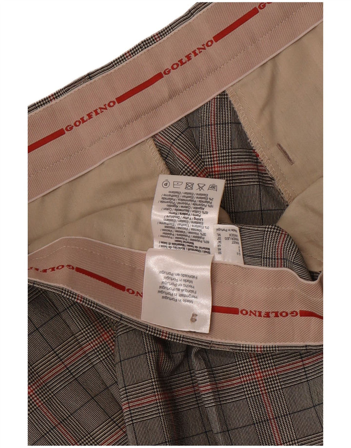 Calças retas masculinas Golfino W34 L31 poliéster xadrez cinza