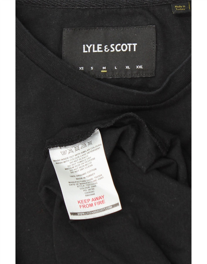 Lyle & Scott Camiseta masculina de manga comprida de algodão preto médio