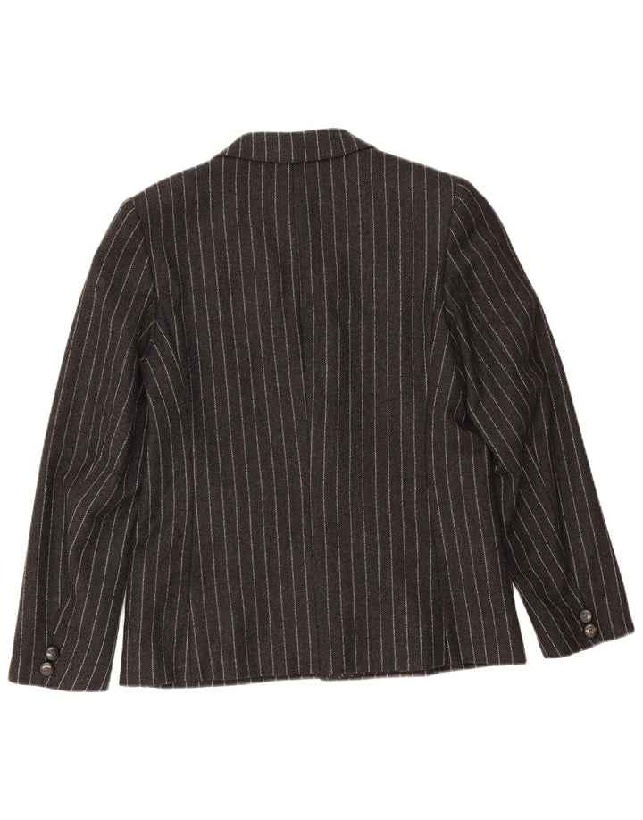 Jaqueta blazer feminina vintage com 2 botões IT 42 lã listrada preta média
