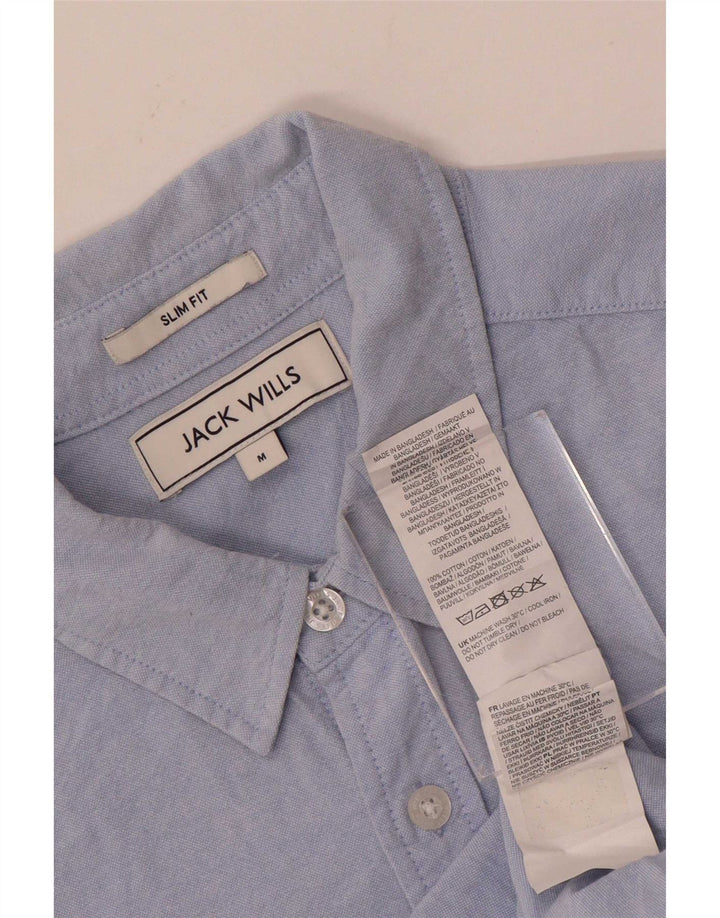 Camisa masculina de manga curta Slim Fit Jack Wills algodão azul médio