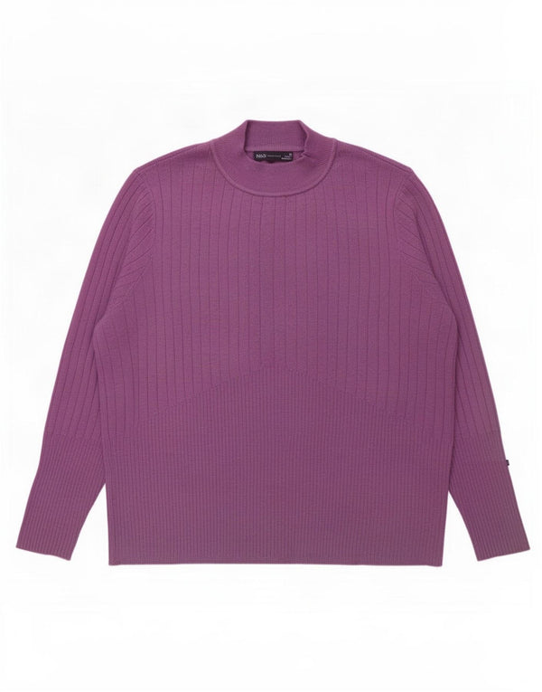 Suéter feminino Marks & Spencer com gola tartaruga Reino Unido 22 3XL viscose roxa