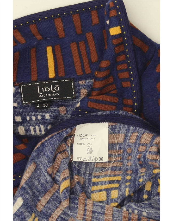 Liola Conjunto feminino de 2 peças IT 50 XL azul marinho lã geométrica