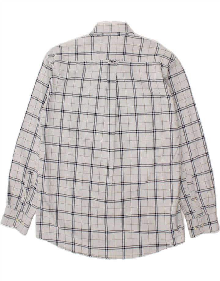 Camisa masculina GANT de algodão xadrez cinza médio