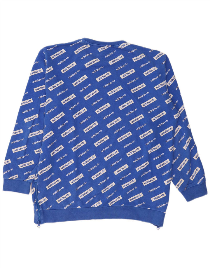 Adidas Mens Graphic Moletom Jumper Grande Algodão Azul