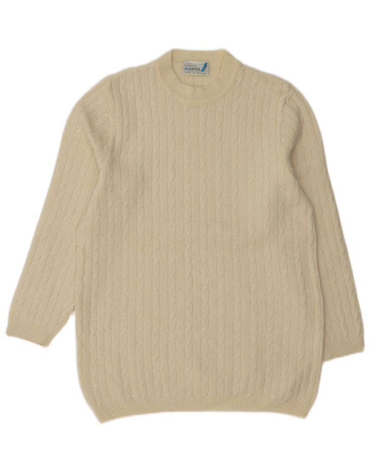Suéter feminino Rasica com gola redonda EU 38 médio off white lã de cordeiro