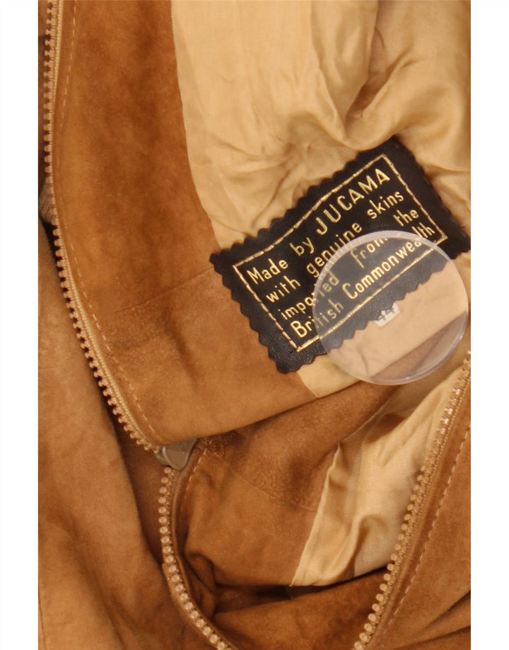 Jaqueta bomber feminina VINTAGE de camurça IT 44 couro marrom médio