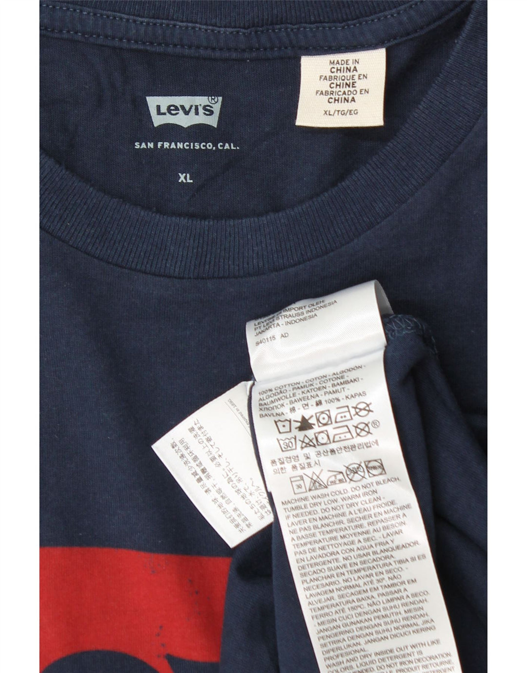 Camiseta gráfica masculina Levi's Top XL algodão azul marinho