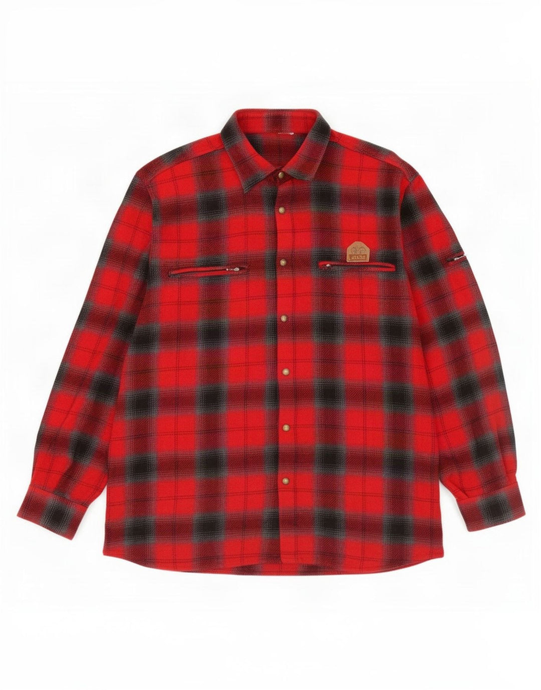 Camisa masculina vintage de flanela grande xadrez vermelho