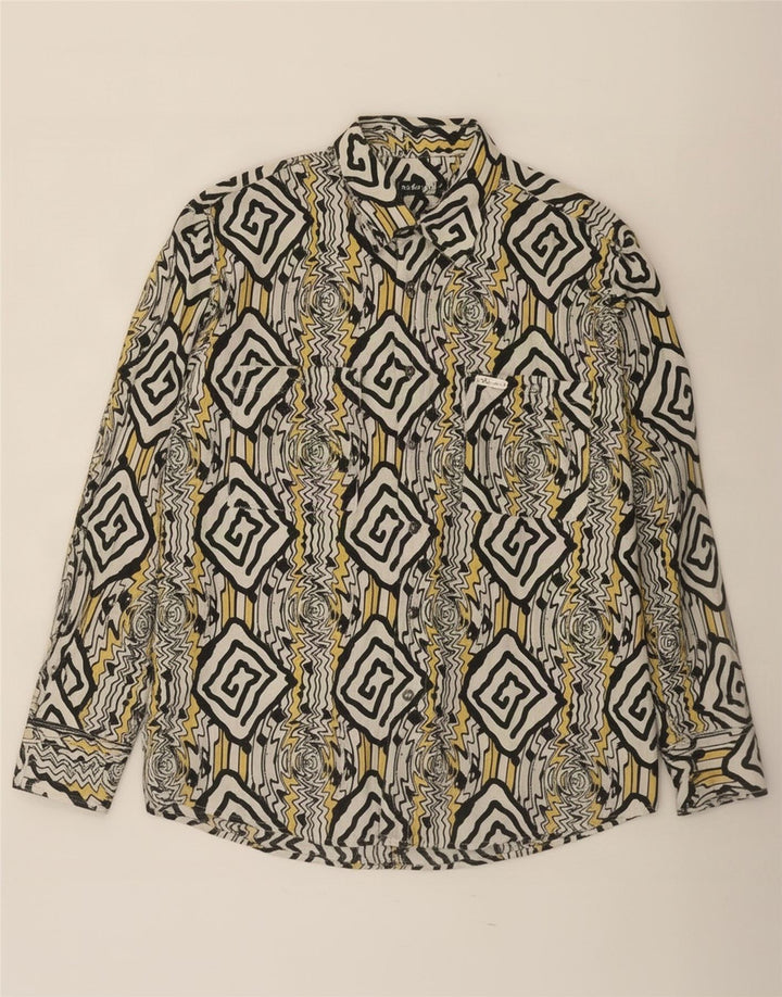 Camisa masculina Woodin grande geométrica multicolorida