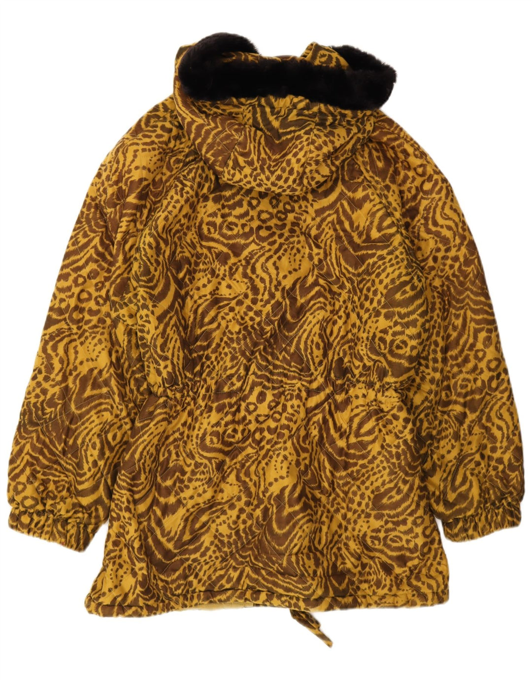 Jaqueta corta-vento feminina vintage com capuz IT 44 estampa animal marrom médio