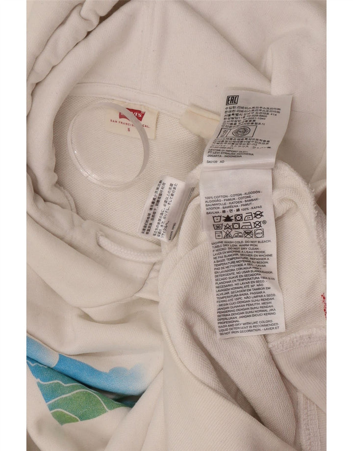 Suéter com capuz gráfico masculino Levi's pequeno algodão branco