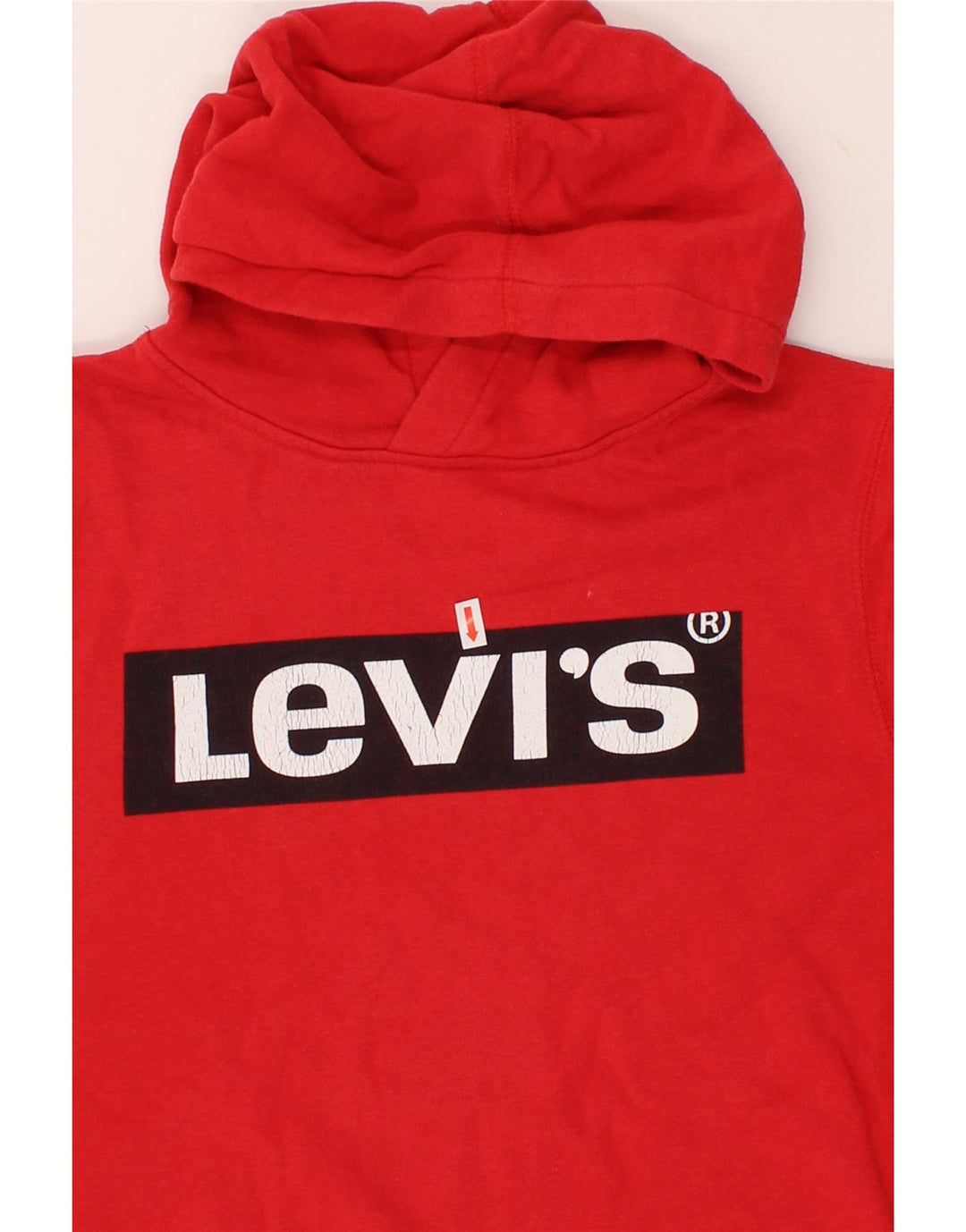 LEVI'S Boys Graphic Hoodie Jumper 12-13 Years Large Red Cotton Vintage Levi's and Second-Hand Levi's from Messina Hembry 