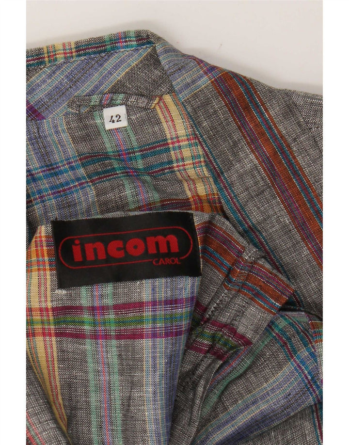 Jaqueta blazer feminina Incom Longline com peito duplo IT 42 xadrez cinza médio