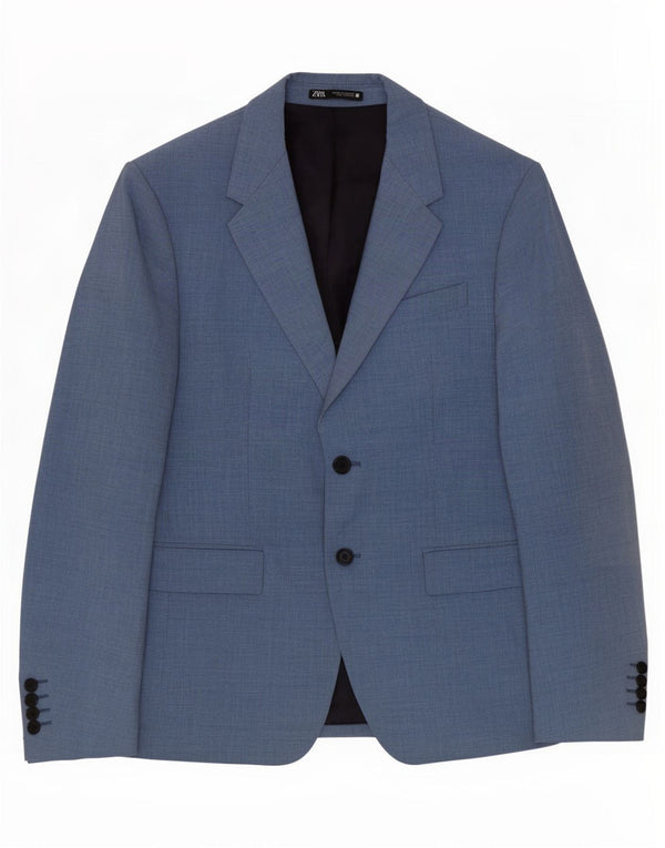 Jaqueta blazer masculina Zara com 2 botões EU 50 azul médio