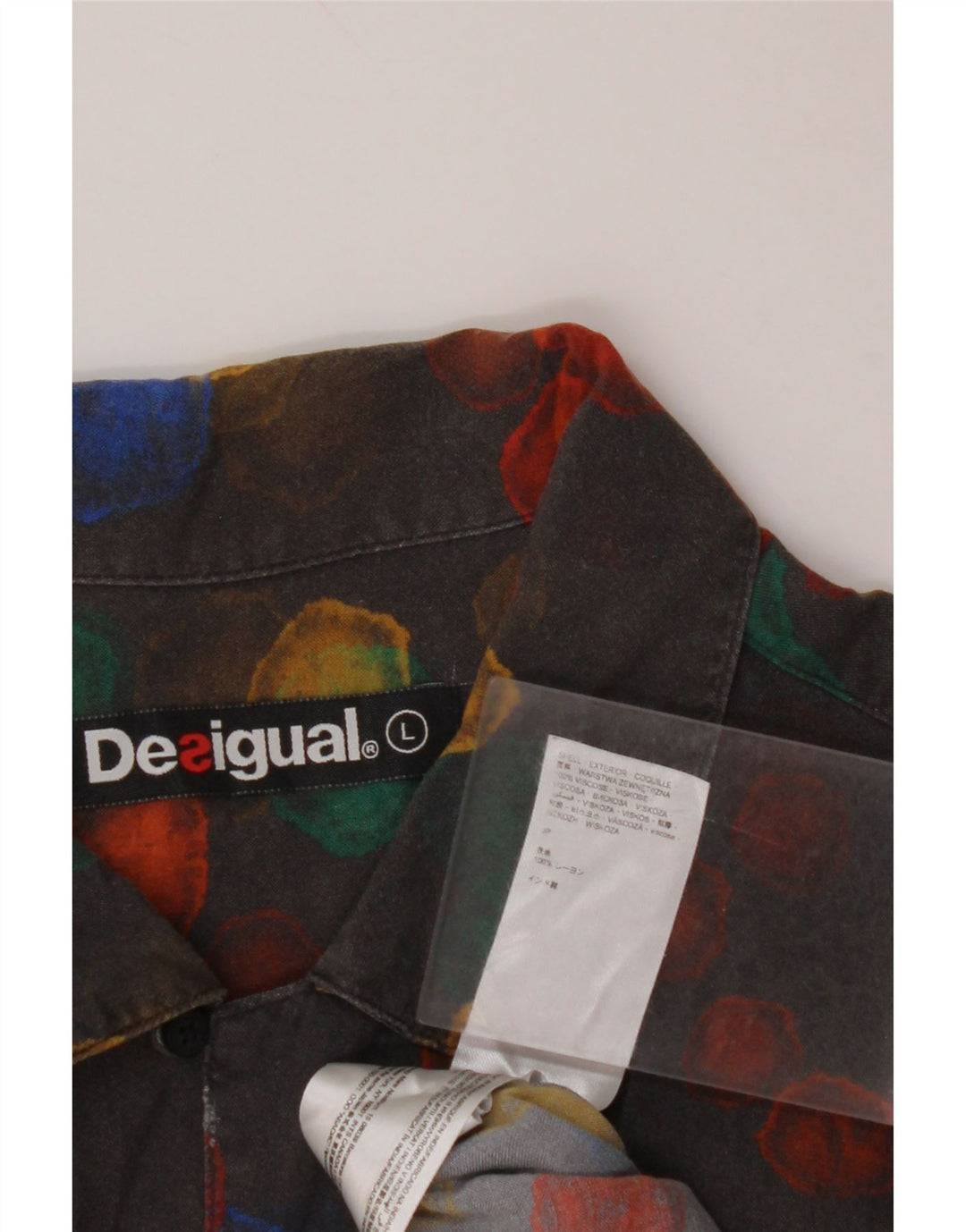 DESIGUAL Camisa masculina de manga curta grande viscose manchada preta
