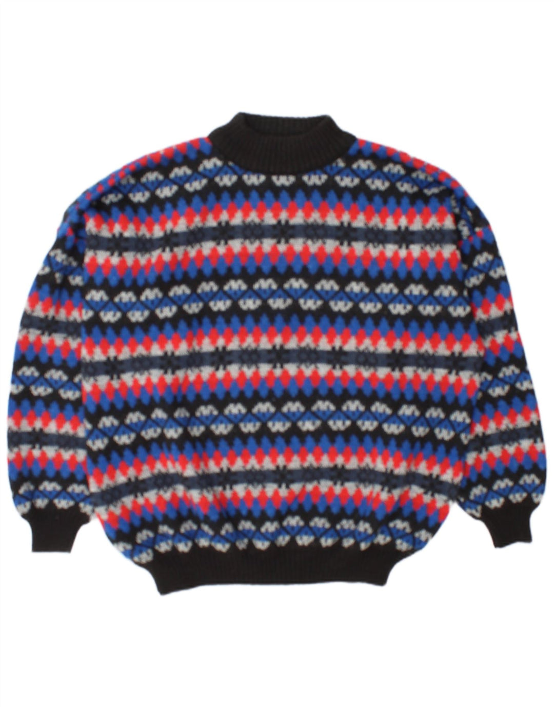 Suéter vintage masculino com gola tartaruga 2XL multicolorido Fair Isle