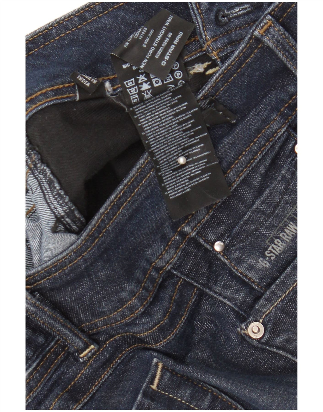 Jeans retos femininos G-Star W29 L36 algodão azul marinho