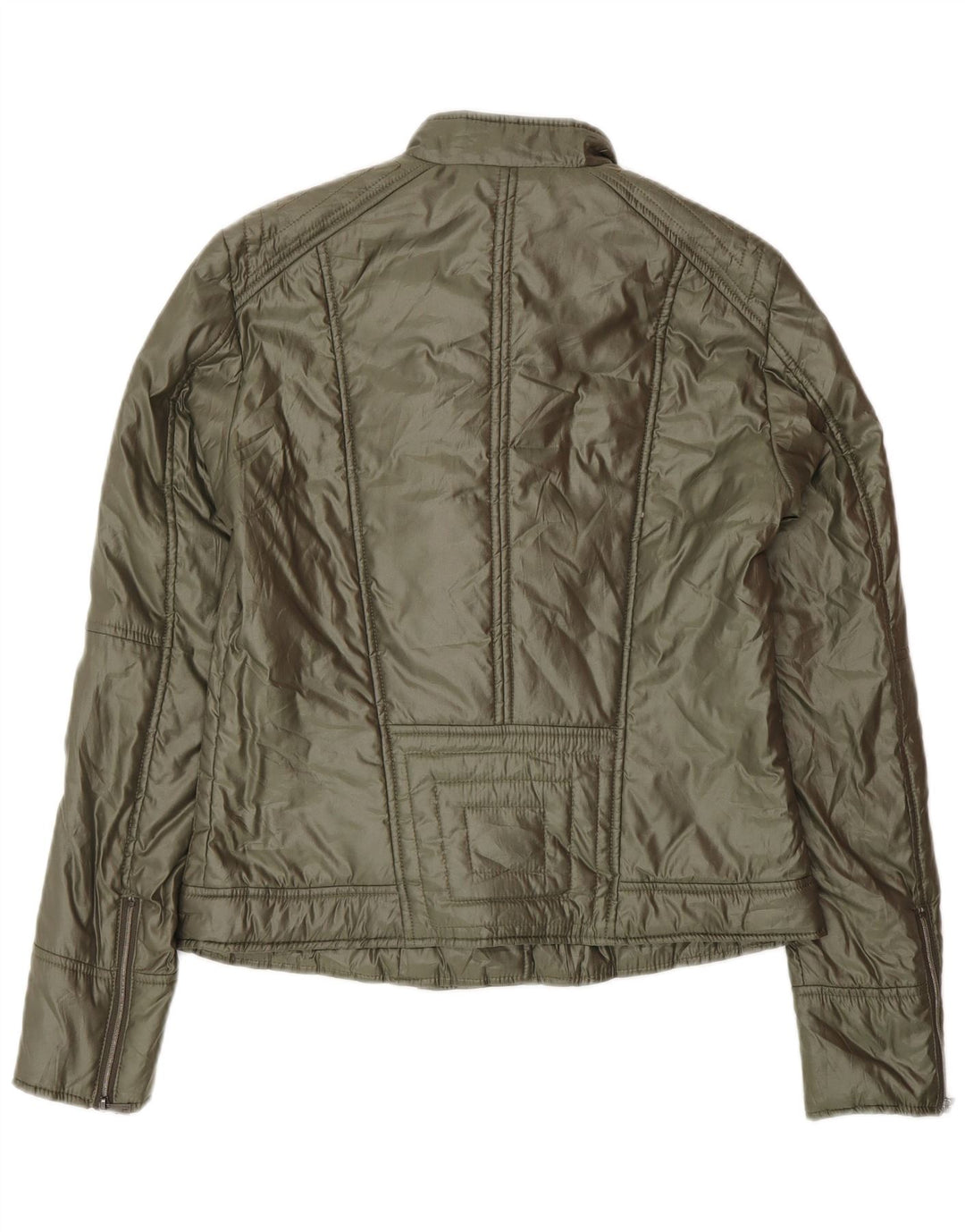 Jaqueta de motociclista feminina Trussardi IT 42 poliéster verde médio