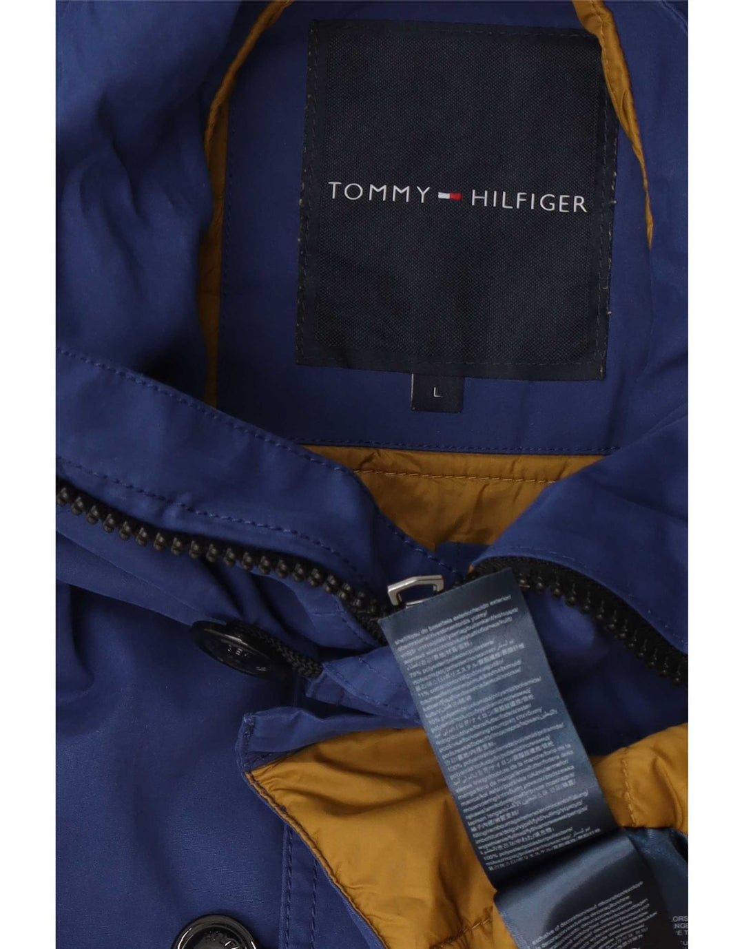 Jaqueta Parka masculina com capuz Tommy Hilfiger Reino Unido 40 grande azul poliéster