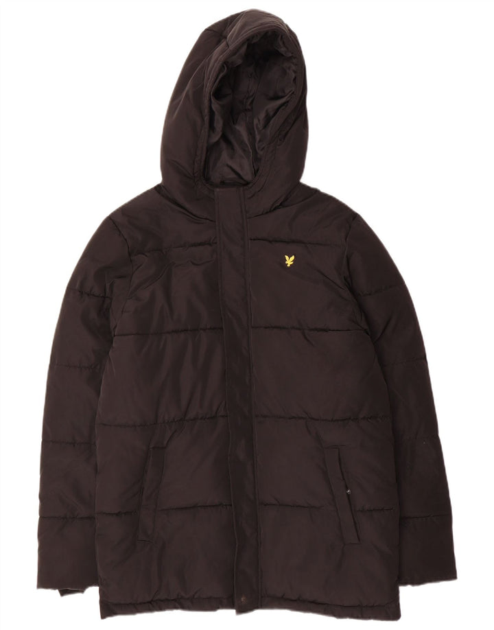 Jaqueta acolchoada com capuz para meninos Lyle & Scott 12-13 anos poliéster preto