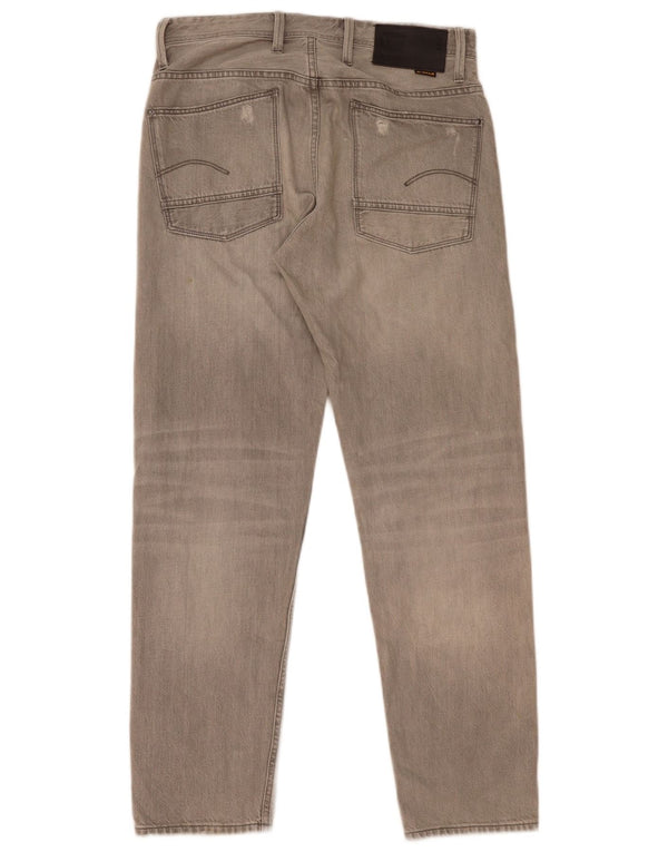 Calça jeans masculina G-Star relaxada e desgastada W30 L32 algodão cinza