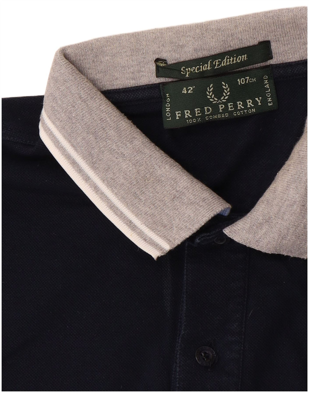 Camisa polo masculina Fred Perry médio azul marinho algodão colorblock